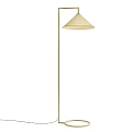 Stylish Modern Floor Lamp Design With Conical Beige Shade And Gold Metal Stand