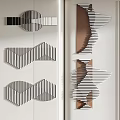 Modern Geometric Wall Decor With Stripe Patterns And Metallic Copper Accents