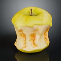 Juicy Bitten Green Apple With Visible Core On Dark Background
