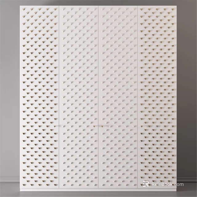 Modern White Dresser With Perforated Door Design For Bedroom Home Decor 3d model 