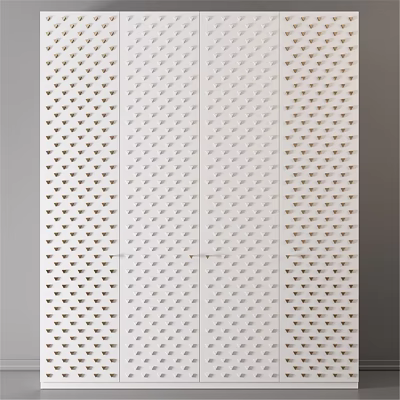 Modern White Dresser With Perforated Door Design For Bedroom Home Decor 3d model