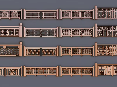 Various Fence Designs With Intricate Decorative Patterns For Outdoor Spaces 3d model