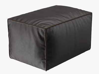 Black Leather Square Sofa Stool With Modern Minimalist Stitched Design 3d model