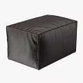 Black Leather Square Sofa Stool With Modern Minimalist Stitched Design 3d model