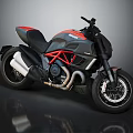 Black and Red Modern Motorcycle With Sleek Body Design And Alloy Wheels