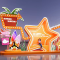 Modern commercial street interactive clock-in to take photos of beautiful Chen commercial landscape device sketch guide device 3d model