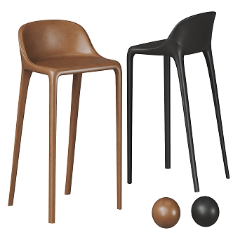 CASSINA bar chair leather without armrests 3d model