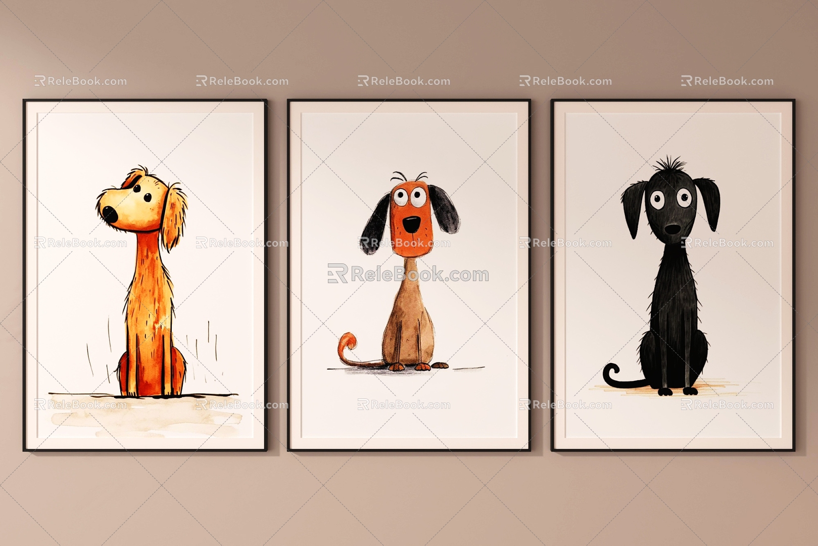 Cartoon animal decorative painting 3d model