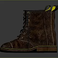 Brown Leather Work Boots With Laces Stitching Details And Rubber Sole Design