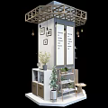 Stylish Clothing Store Interior With Display Racks Potted Plants And Decorative Frames 3d model