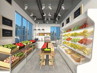 Modern Fruit Shop 3d model