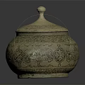 Antique Pottery Jar With Lid And Intricate Decorative Patterns Design 3d model
