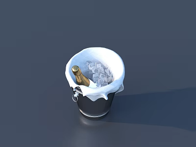 Refrigerator Freezer Ideal For Storing Champagne With Ice Cubes In Bucket 3d model