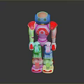Red And White Humanoid Robot Figure With Rounded Head Shoulders Hands And Feet Design