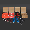Colorful Nike Sneakers Display With Open And Closed Shoe Boxes 3d model