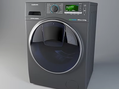Samsung Black Front Load Washing Machine With AddWash EcoBubble And Digital 3d model