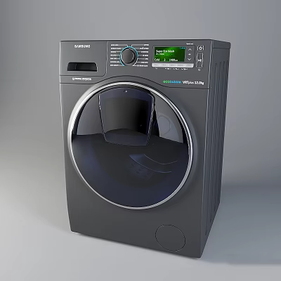 Samsung Black Front Load Washing Machine With AddWash EcoBubble And Digital 3d model