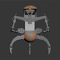 Futuristic Robotic Character And Mechanical Creature With Metal Legs And Copper Accents
