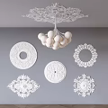 Ornate Decorative Ceiling Medallions with Intricate Patterns and Various Shapes 3d model
