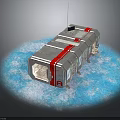 Modular Metal Building Structure With Red Stripes On Ice Surface