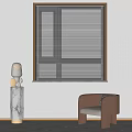 Modern Horizontal Window Blinds With Brown Frame In White Interior Room Design