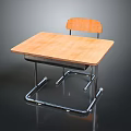 Simple Square Dining Table with Wooden Top Metal Legs and Matching Chair Design