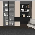 Modern Bookcase Interior Design With Books Decorative Items And Chair