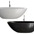 Modern Freestanding Bathtub in White and Black with Faucet and Oval Shape