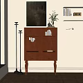 Modern Wooden Entryway Console And Side Cabinet With Carved Doors And LED Lights