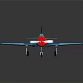 Blue Model Airplane With Red Propeller Wing Tips Black Tail And Transparent Cockpit