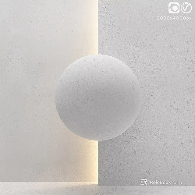 White Sphere Decorative Component Between Light And Dark Colored Walls With Yellow Light 3d model