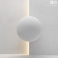 White Sphere Decorative Component Between Light And Dark Colored Walls With Yellow Light 3d model