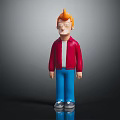 Orange Haired Cartoon Character Figure Wearing Red Jacket White Shirt Blue Pants And Gray Shoes