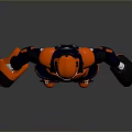Game And Movie Character With Orange And Dark Blue Armor Helmet And 3D Model Design