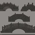 Stone Landscape Bridges With Arch Structures And Ornate Railings Various Designs
