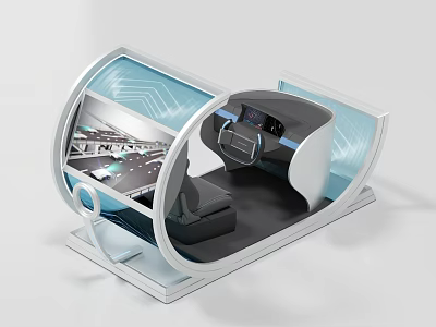 Futuristic Car Cockpit Design Featuring Transparent Canopy Digital Dashboard And Steering Wheel 3d model