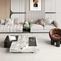 Modern Sofa Coffee Table Combination Sofa Background Wall Single Sofa Coffee Table 3d model