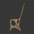 Handcrafted Wooden Single Chair With Intricate Carved Backrest Brown Seat And Crossed Legs