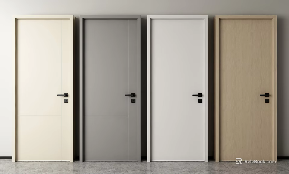 Modern Hinged Doors in Various Colors with Minimalist Design for Interior 3d model