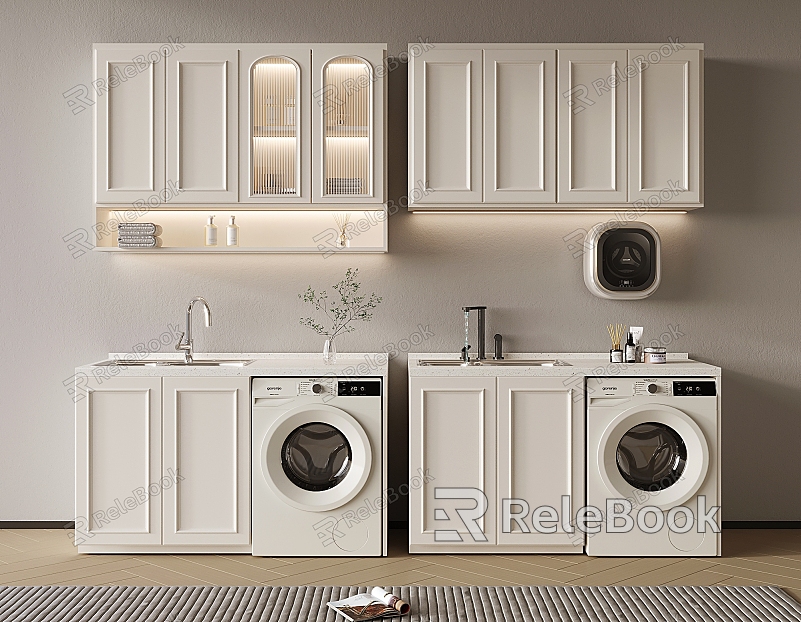 French Washing Machine Cabinet Cream Washing Machine Cabinet Balcony Cabinet model