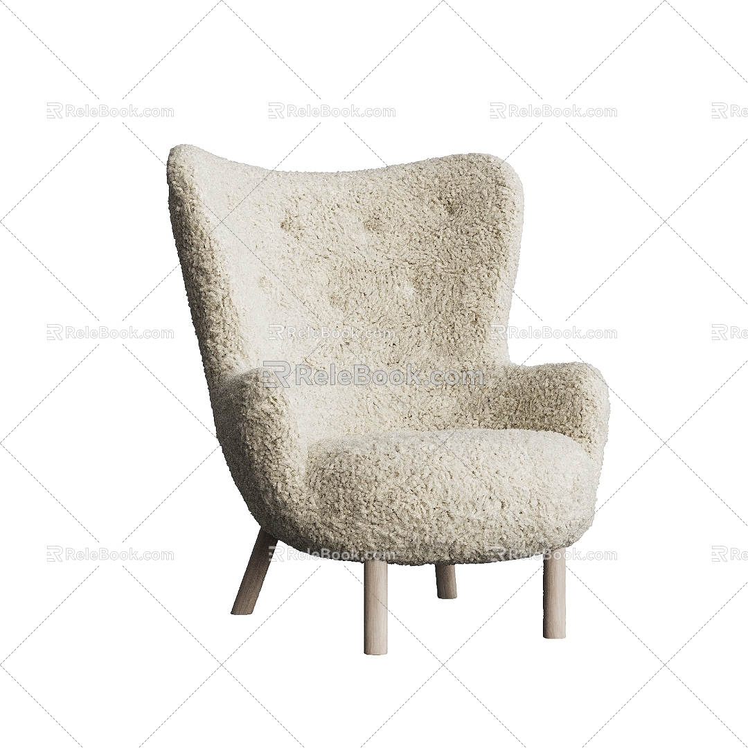 Cream Style Casual Chair Living Room 3d model