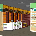 Pharmacy Store Interior With Shelves Medicines Cashier Counter And Yellow Cabinets