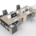 Modern Office Desk Setup With Computers Office Chairs And File Cabinets 3d model