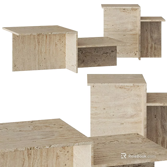 Natural Stone Coffee Table With Modern Geometric Design And Smooth Surface 3d model