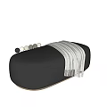 Stylish Modern Black Sofa Bench With Light Blanket And Decorative Balls