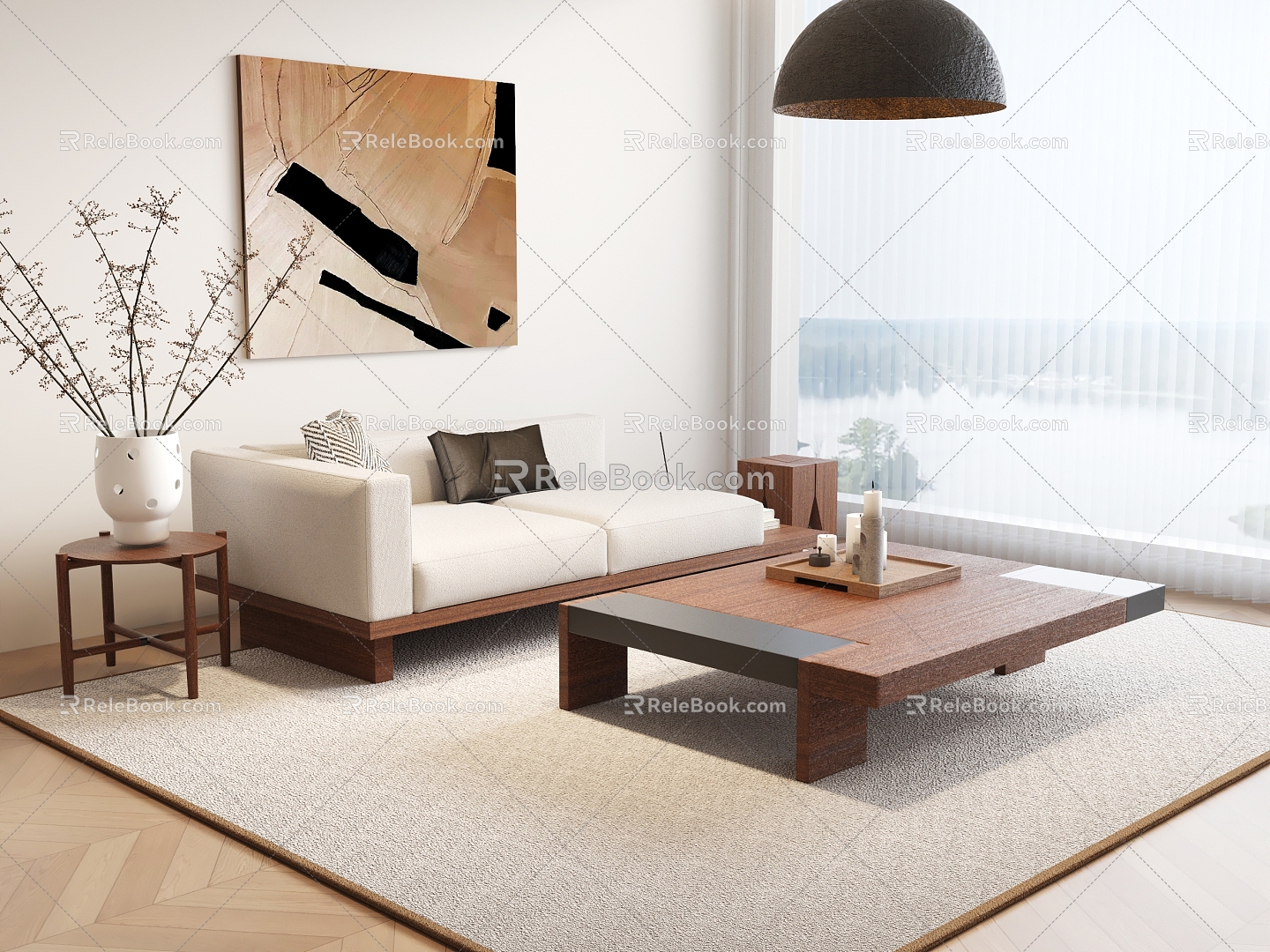 Middle Ancient Style Sofa New Chinese Style Sofa Coffee Table Side Table 3d model