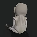 Classic White Doll With Ruffled Bonnet Pink Bow And Striped Onesie On Dark Background