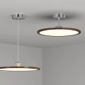 Modern Round Pendant Light Combination With Wooden Frame Silver Base White Light Ceiling Mounted 3d model