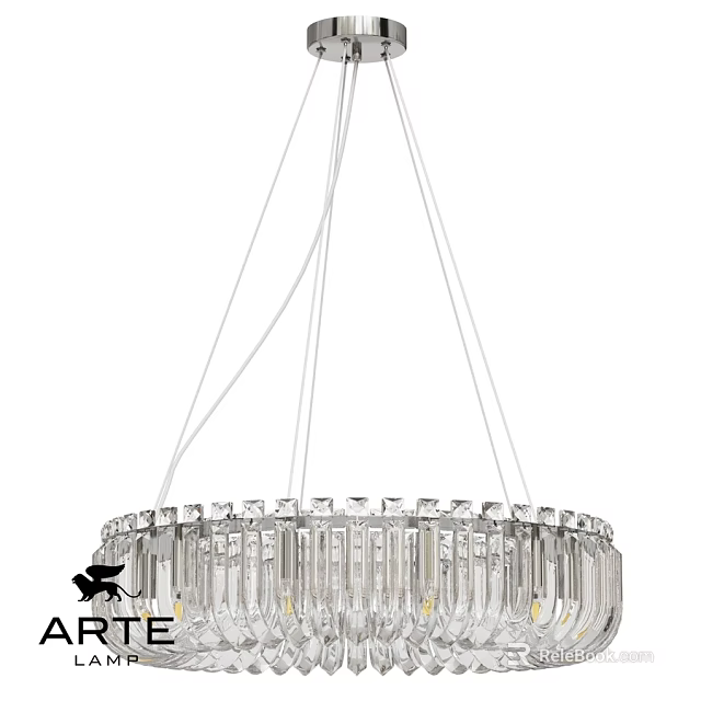 Elegant Modern Crystal Chandelier With Round Frame And Hanging Crystal Pendants 3d model 