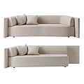 Modern Beige Upholstered Corner Sectional Sofa With Soft Pillows And Comfortable Seating 3d model